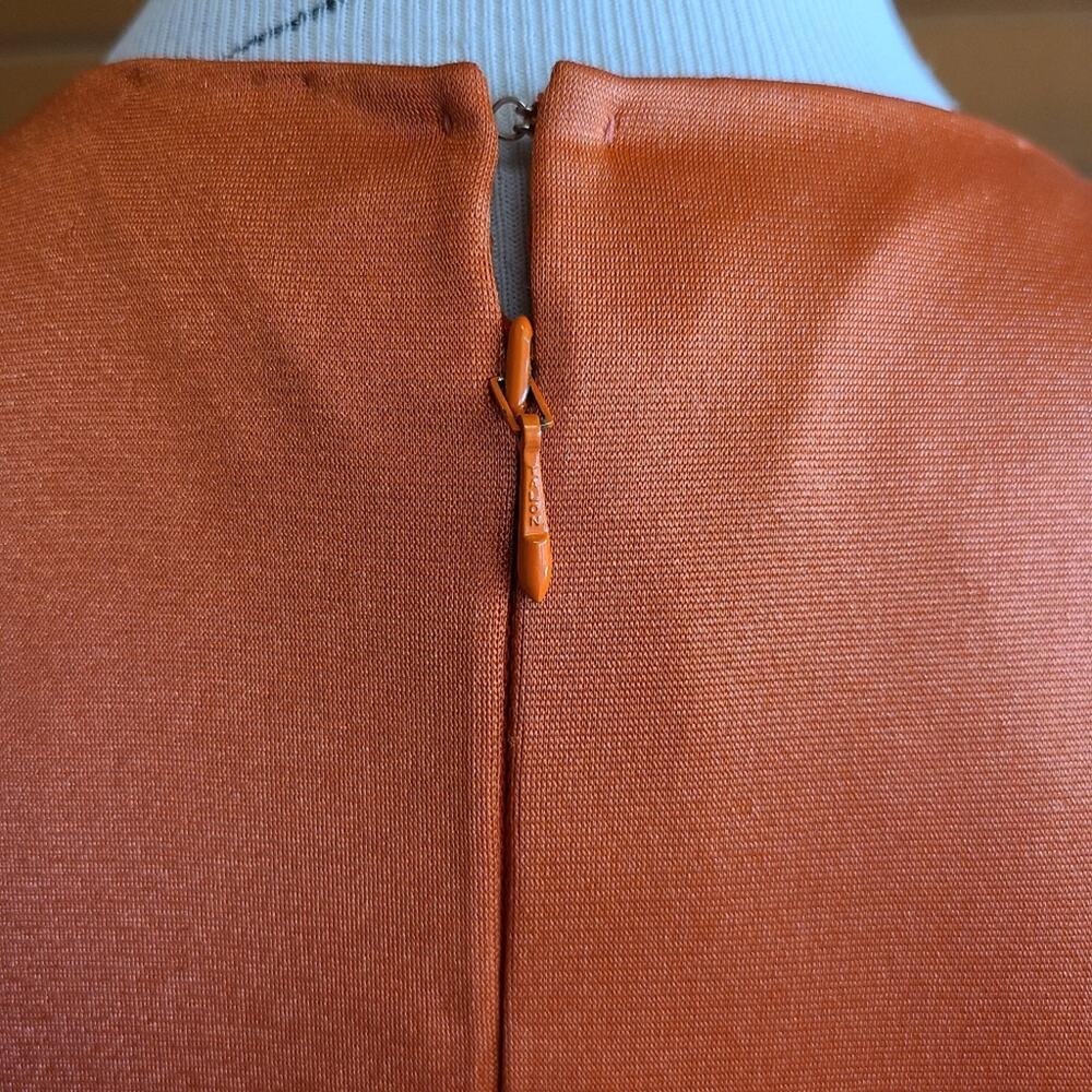 Vintage Dress Rust Maxi 70's Handmade Wide Sleeve Boho Fall Holiday MCM Prairie - Picture 4 of 6